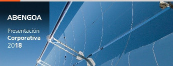 Logo de Abengoa junto a una parte de la bola del mundo.